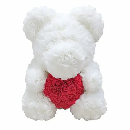 40/25cm Blue Rose Bear Heart Artificial Flower Rose Teddy Bear For