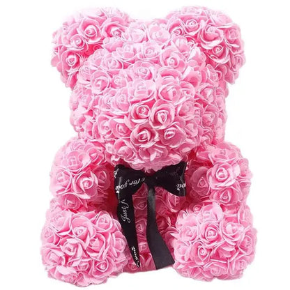 40/25cm Blue Rose Bear Heart Artificial Flower Rose Teddy Bear For