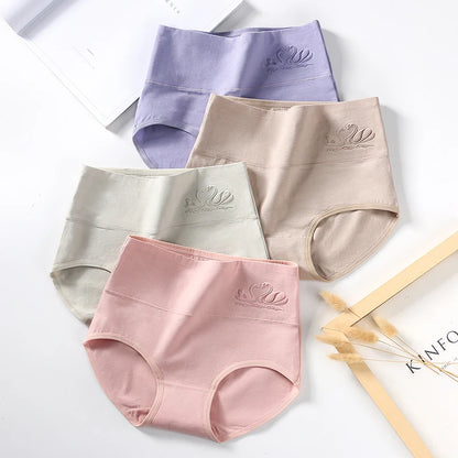 4PCS High Waist Cotton Panties Women Body Shaper Underwear Plus Size M-5XL Fashion Girls Briefs Seamless Sexy Female Lingerie [UND]