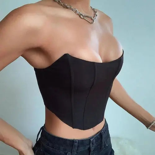 Velvet Off-Shoulder Corset Crop Top - Chic & Affordable