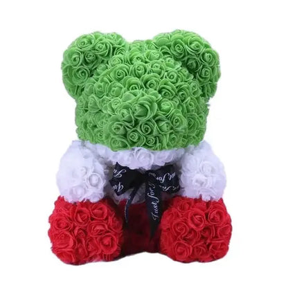 40/25cm Blue Rose Bear Heart Artificial Flower Rose Teddy Bear For