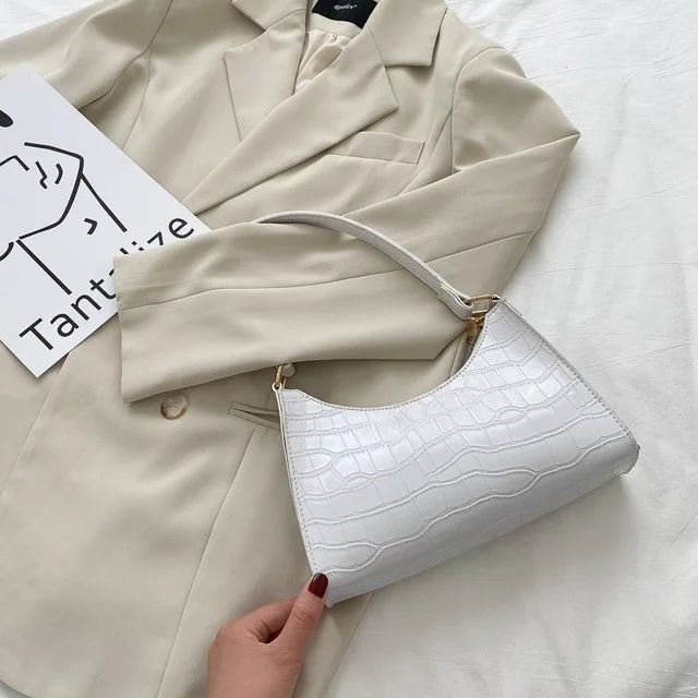 Fashion PU Leather Bags for Women Alligator Pattern Armpit Handbag Female Small Underarm Messenger Bag Purse Shopping Is Fun Store