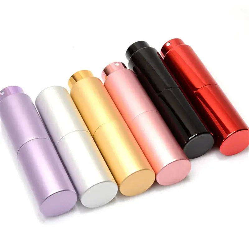 Portable Mini Perfume Glass Bottle, Aluminum Spray Atomizer, Empty