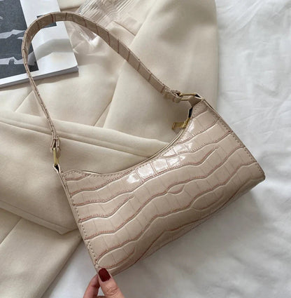 Fashion PU Leather Bags for Women Alligator Pattern Armpit Handbag Female Small Underarm Messenger Bag Purse Shopping Is Fun Store