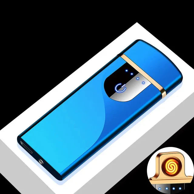 Hot Electric Windproof Metal Lighter Double Arc Flameless Plasma Rechargeable USB Lighter LED Power Display Touch Sensor Lighter Firefirefire Store