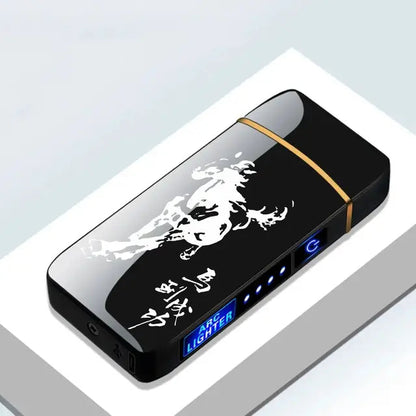 Hot Electric Windproof Metal Lighter Double Arc Flameless Plasma Rechargeable USB Lighter LED Power Display Touch Sensor Lighter Firefirefire Store