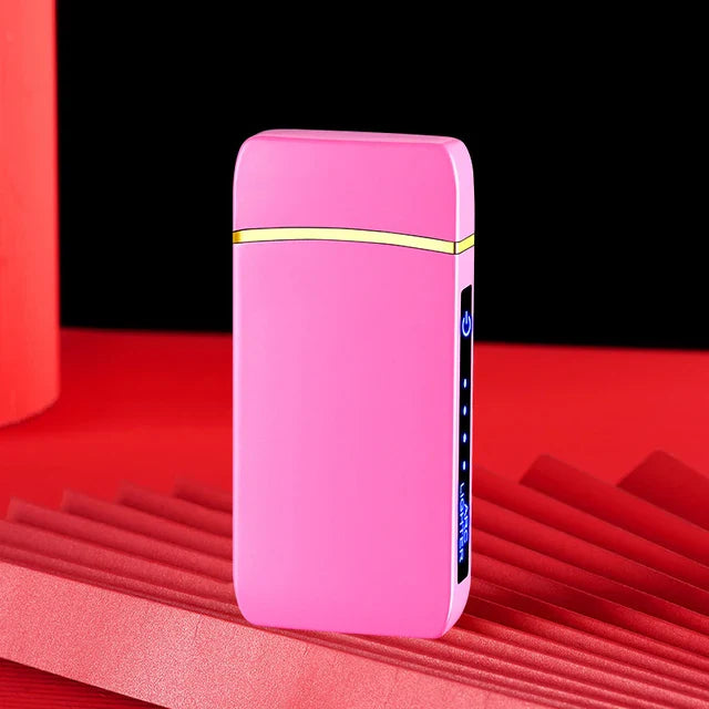 Hot Electric Windproof Metal Lighter Double Arc Flameless Plasma Rechargeable USB Lighter LED Power Display Touch Sensor Lighter Firefirefire Store