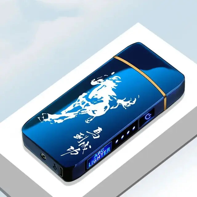 Hot Electric Windproof Metal Lighter Double Arc Flameless Plasma Rechargeable USB Lighter LED Power Display Touch Sensor Lighter Firefirefire Store