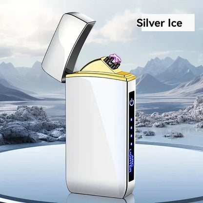 Hot Electric Windproof Metal Lighter Double Arc Flameless Plasma Rechargeable USB Lighter LED Power Display Touch Sensor Lighter Firefirefire Store