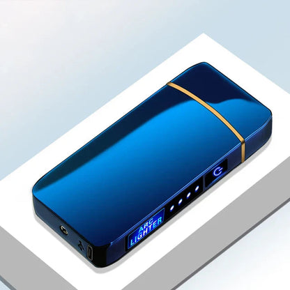 Hot Electric Windproof Metal Lighter Double Arc Flameless Plasma Rechargeable USB Lighter LED Power Display Touch Sensor Lighter Firefirefire Store