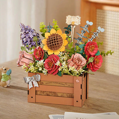 Romantic Wooden Flower Puzzle - Handcrafted 3D Floral Kit Robotime Official Store