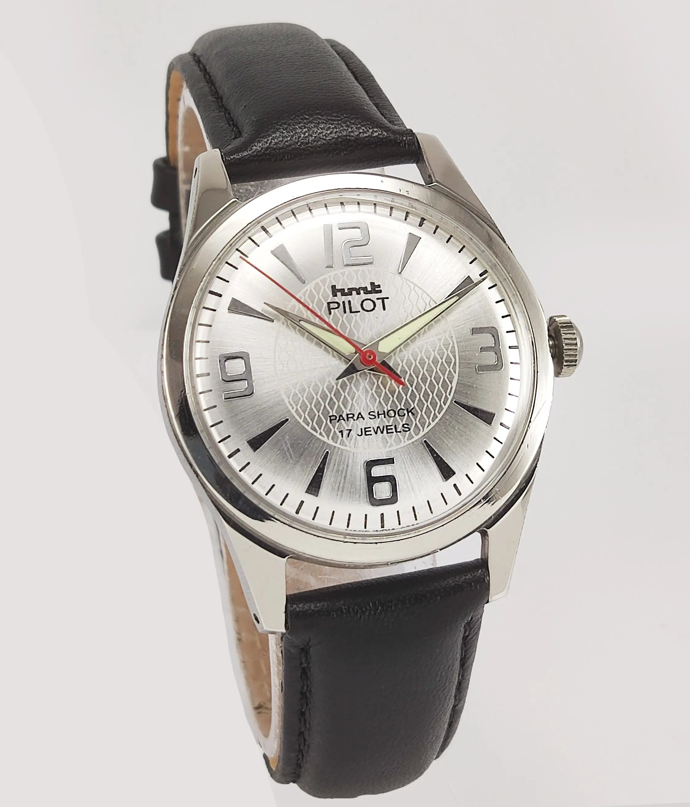 Pilot Para Shock 17 Jewels Silver Dial Mechanical Hand winding Men's Wrist Watch Zz1 Guang Zhou Watch Store