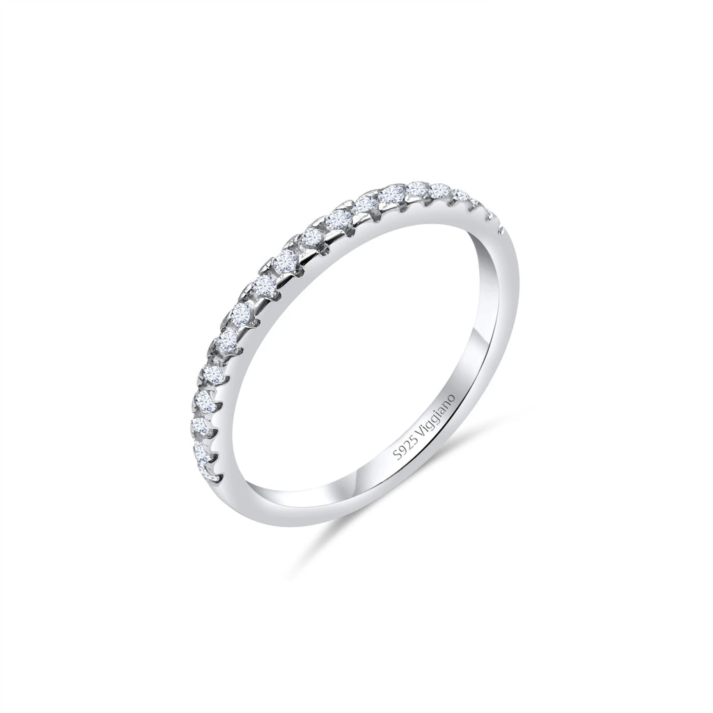 925 Sterling Silver 2mm Diamond Half Eternity Ring watch haoyisheng Store