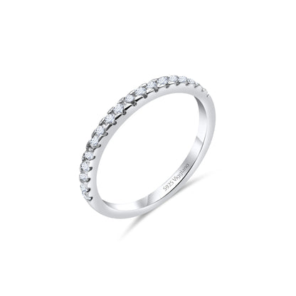 925 Sterling Silver 2mm Diamond Half Eternity Ring watch haoyisheng Store