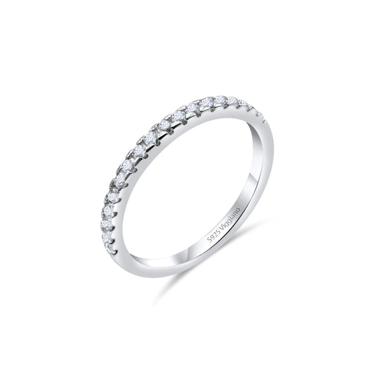 925 Sterling Silver 2mm Diamond Half Eternity Ring watch haoyisheng Store