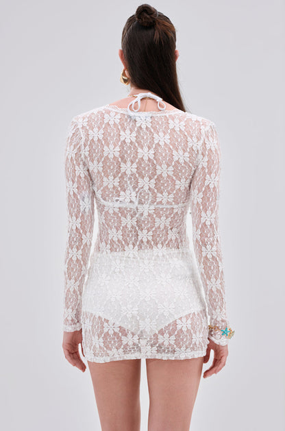 LIZZIE LACE MINI DRESS IN WHITE South Bay Evans General Store