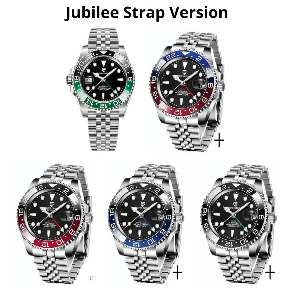 ELEGANCE® P1662 Men Watch Automatic Mechanical GMT Wristwatch Sapphire Glass Stainless Steel 100M Waterproof PAGANI DESIGN Men Watch Store