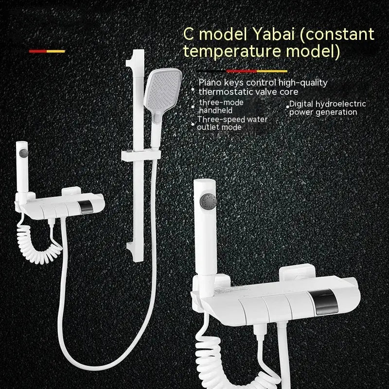 View details for Copper Button Constant Temperature Shower Set Digital Display Large Shower Set Gray Suit