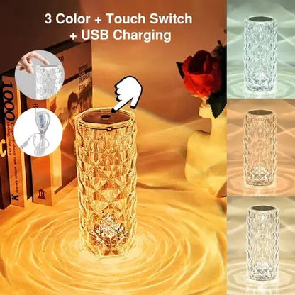 LED Rose Crystal USB Rechargeable Table Lamp Bedroom Touch Night Light AliExpress