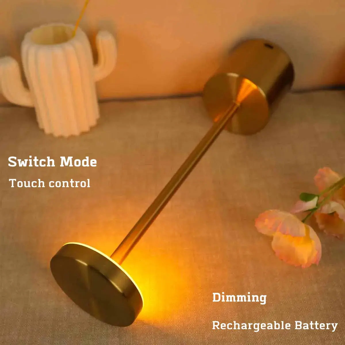 LED Rechargeable, Touch, Metal Table Lamp Bedroom, Living Room,  Creative Ambient Light. Indoor Decoration MERRYHOME Merryhome Official Store