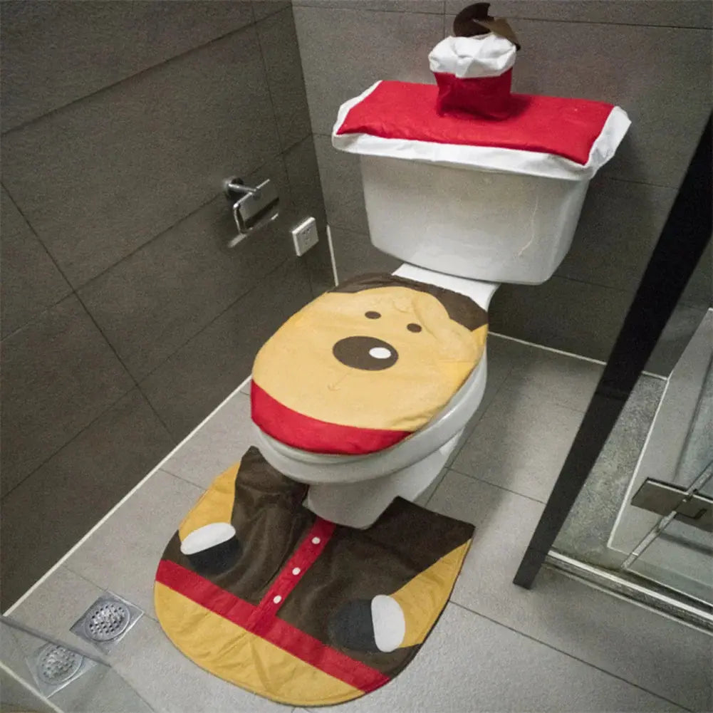 New Cute Christmas Toilet Seat Covers Creative Santa Claus Bathroom Mat Xmas Supplies for Home New Year Navidad Gift Decor Prettyhome Global Store