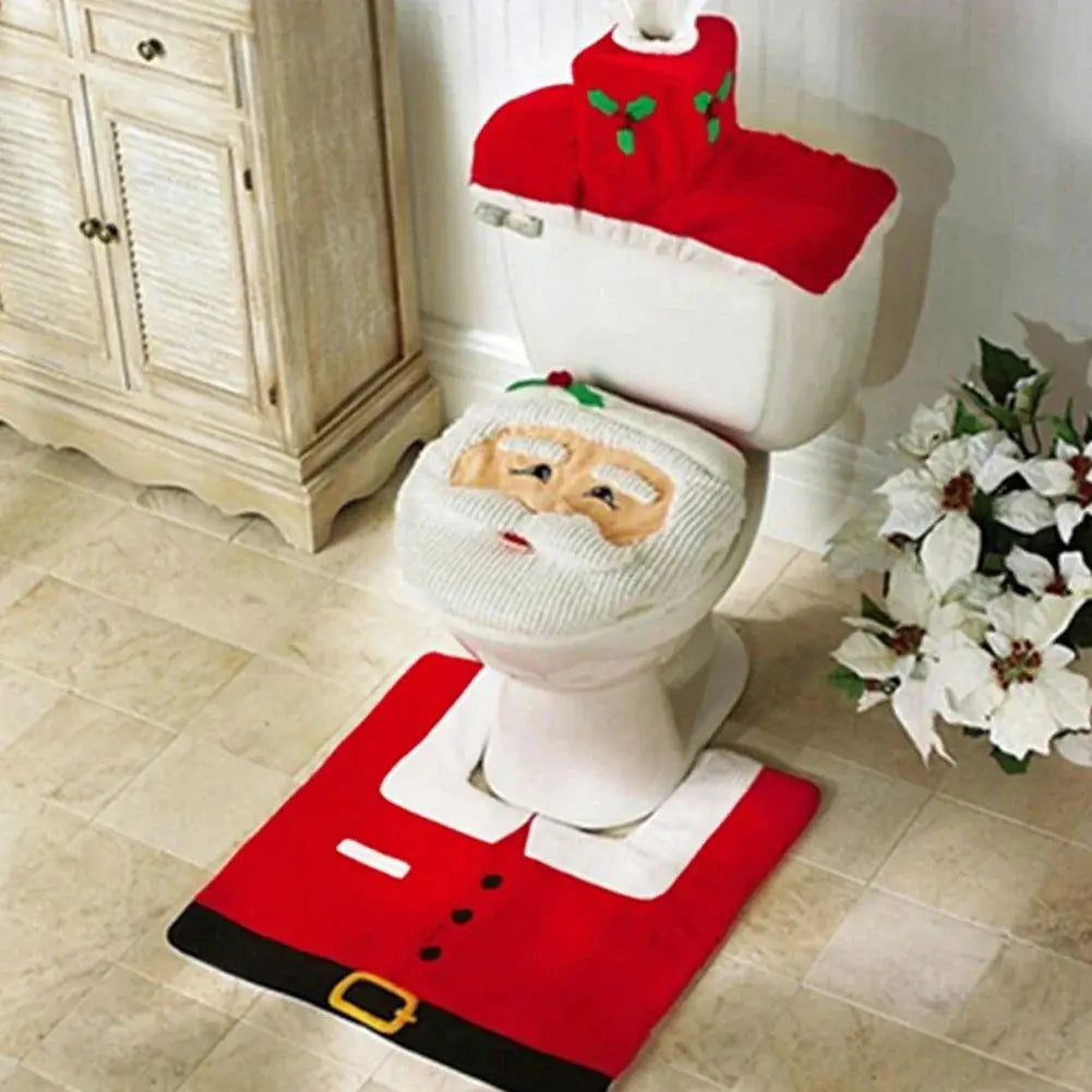 New Cute Christmas Toilet Seat Covers Creative Santa Claus Bathroom Mat Xmas Supplies for Home New Year Navidad Gift Decor Prettyhome Global Store