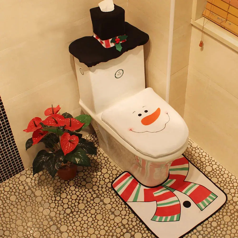 New Cute Christmas Toilet Seat Covers Creative Santa Claus Bathroom Mat Xmas Supplies for Home New Year Navidad Gift Decor Prettyhome Global Store