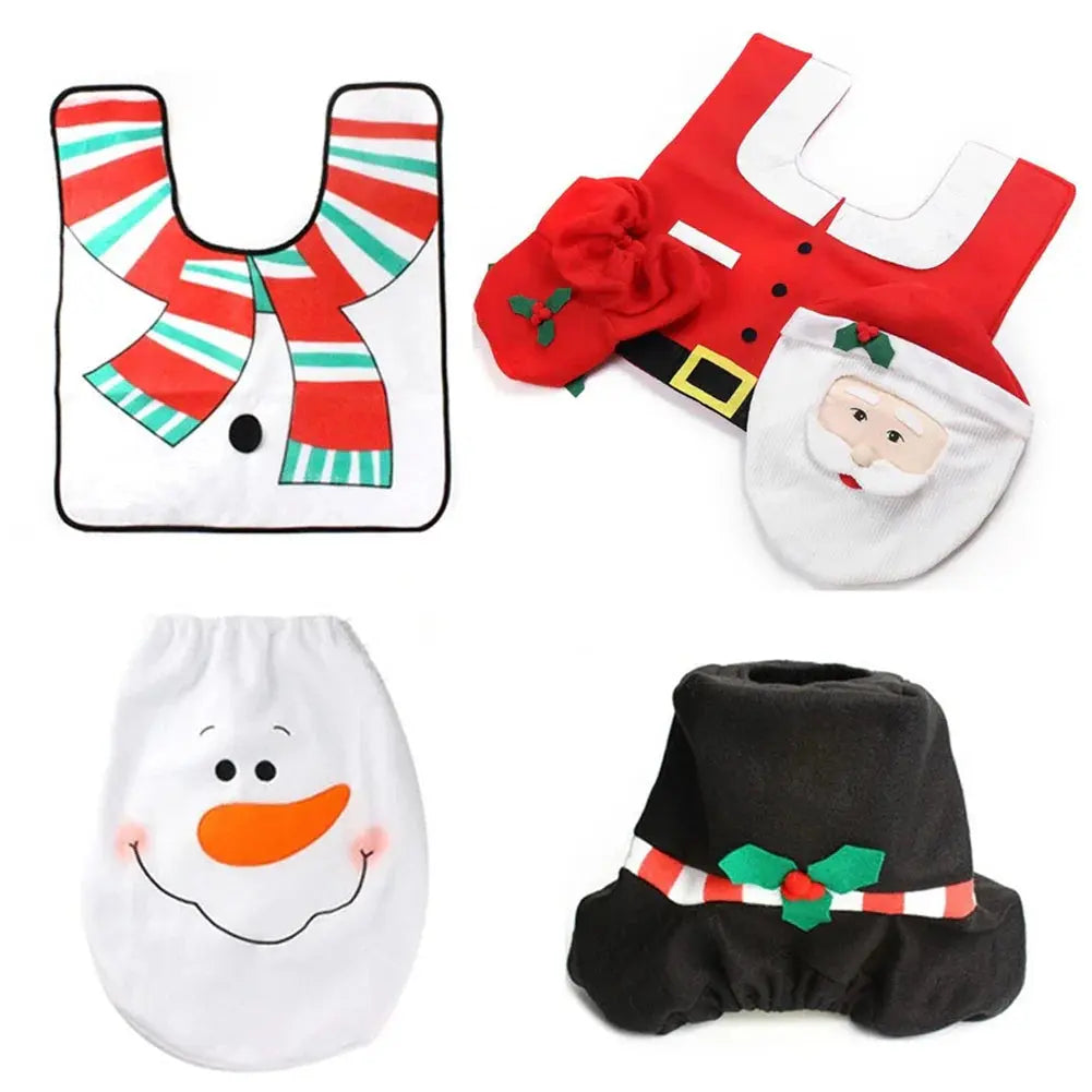 New Cute Christmas Toilet Seat Covers Creative Santa Claus Bathroom Mat Xmas Supplies for Home New Year Navidad Gift Decor Prettyhome Global Store