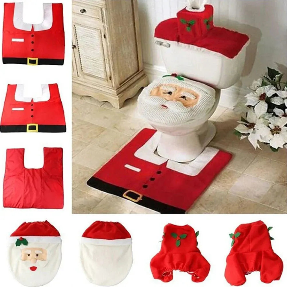 New Cute Christmas Toilet Seat Covers Creative Santa Claus Bathroom Mat Xmas Supplies for Home New Year Navidad Gift Decor Prettyhome Global Store