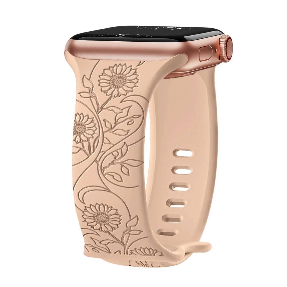Levo Floral Engraved Silicone Band Personalized Strap Store