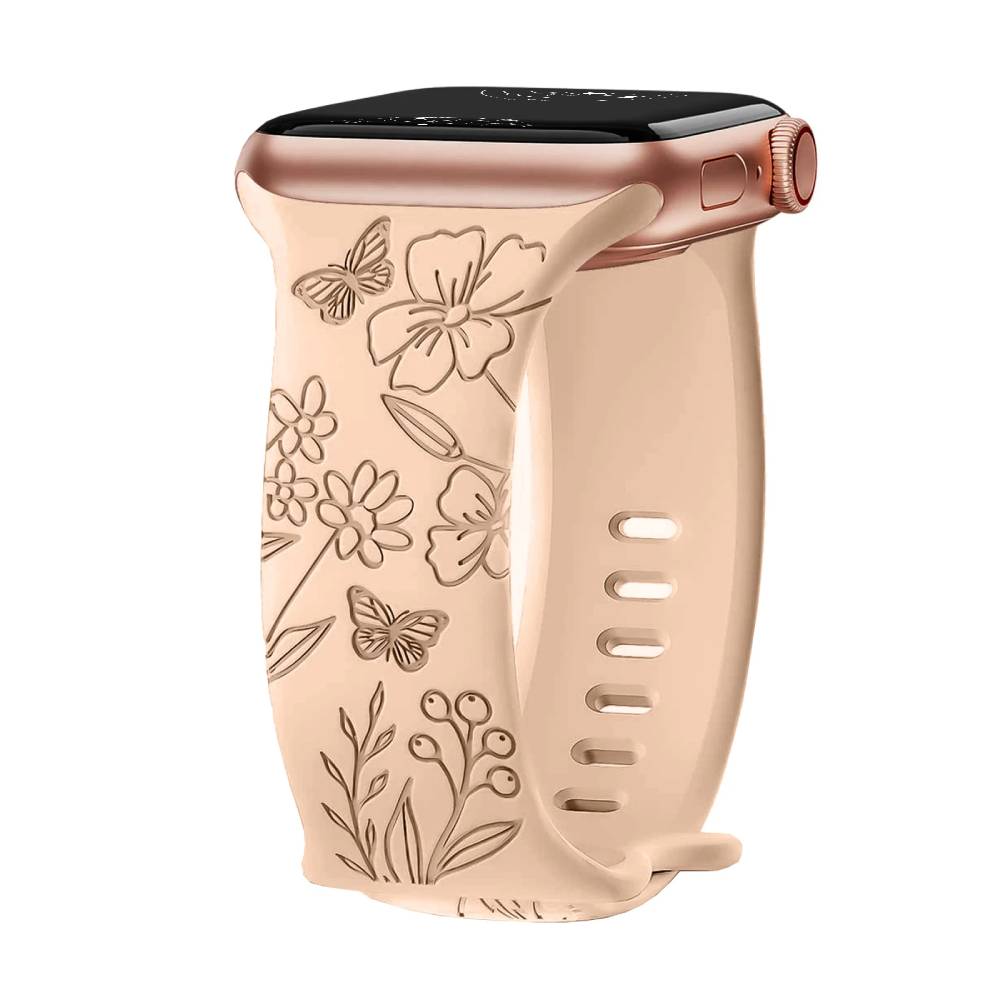 Levo Floral Engraved Silicone Band Personalized Strap Store