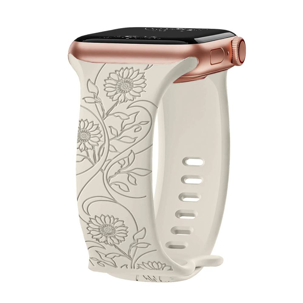 Levo Floral Engraved Silicone Band Personalized Strap Store