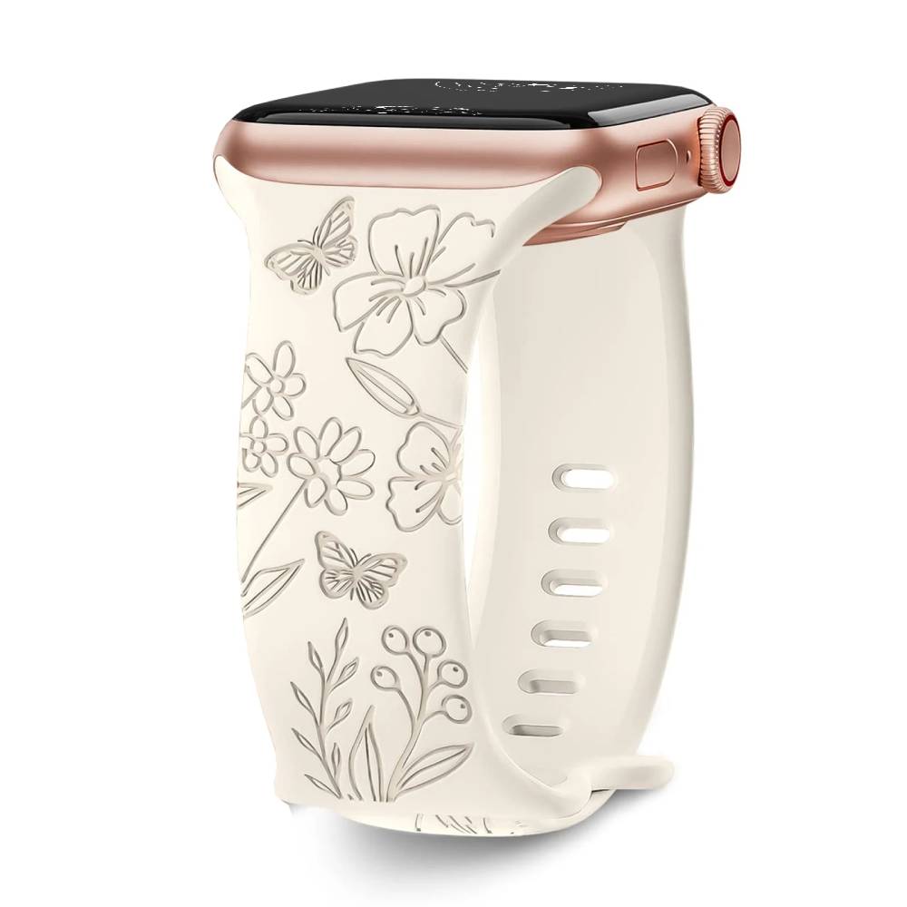 Levo Floral Engraved Silicone Band Personalized Strap Store