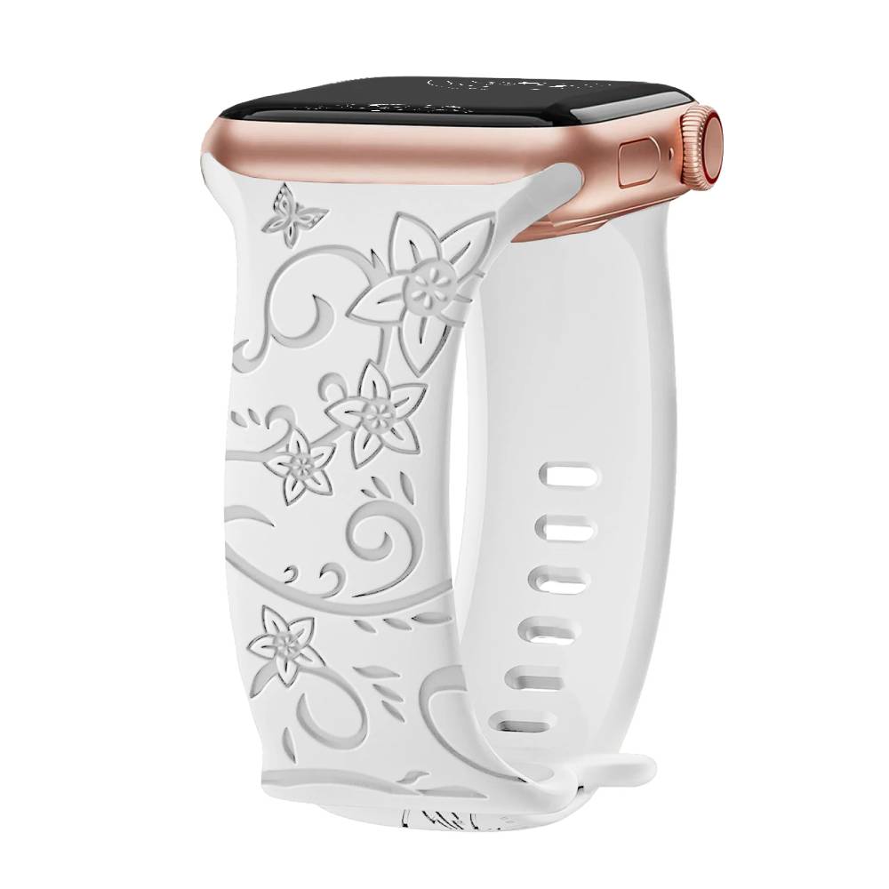 Levo Floral Engraved Silicone Band Personalized Strap Store