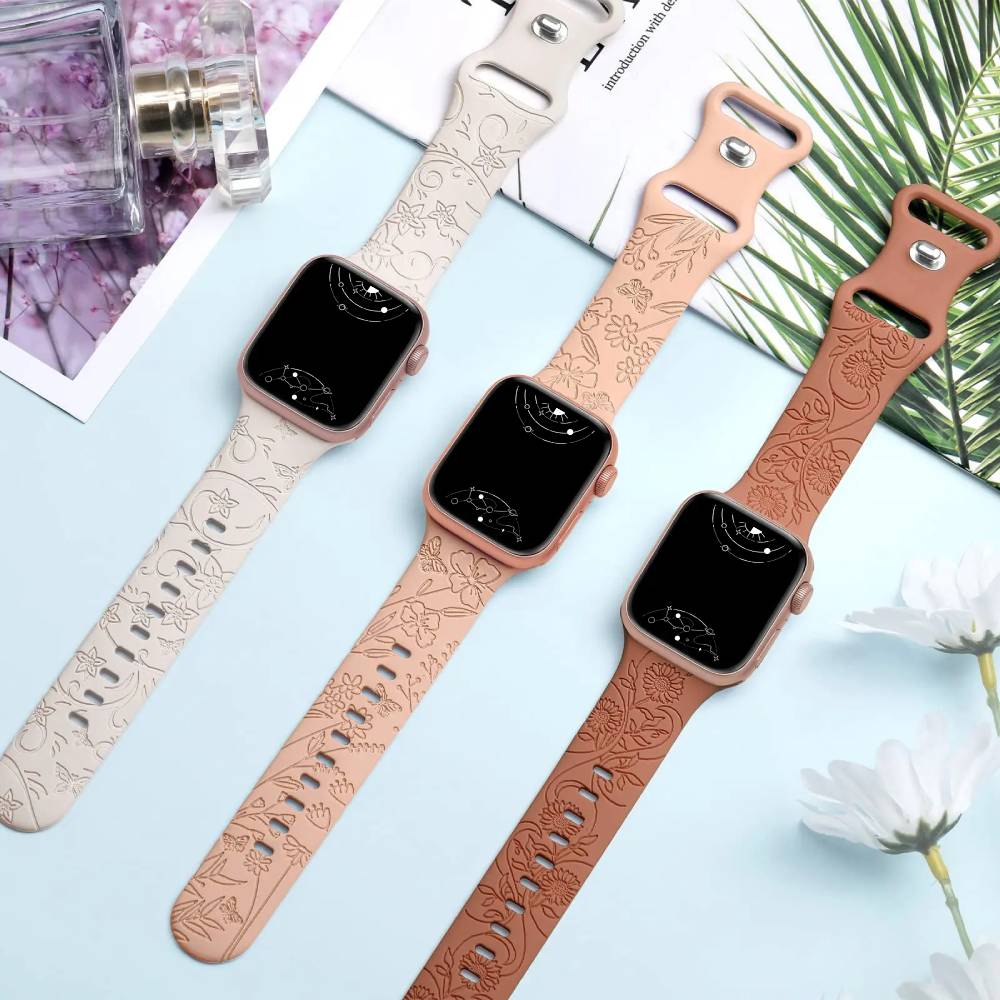 Levo Floral Engraved Silicone Band Personalized Strap Store