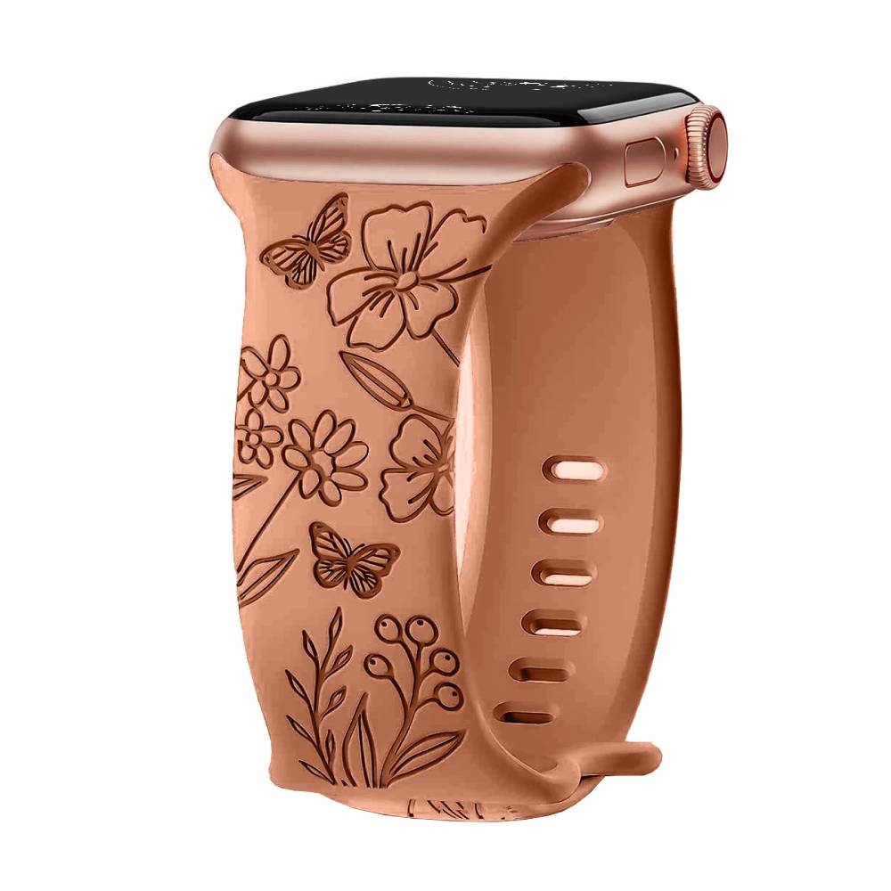 Levo Floral Engraved Silicone Band Personalized Strap Store