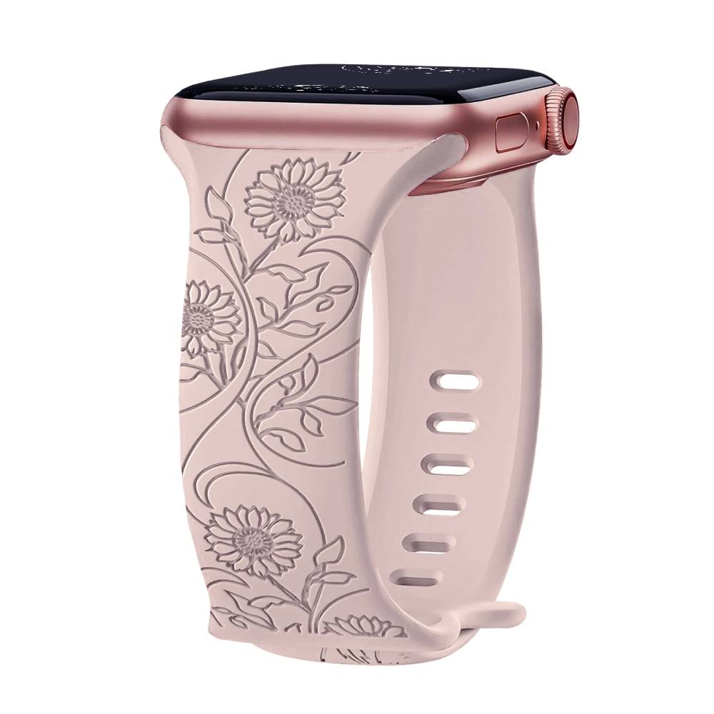 Levo Floral Engraved Silicone Band Personalized Strap Store