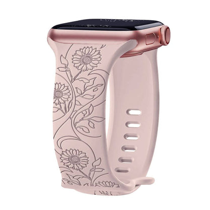 Levo Floral Engraved Silicone Band Personalized Strap Store