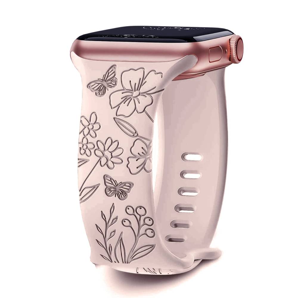 Levo Floral Engraved Silicone Band Personalized Strap Store