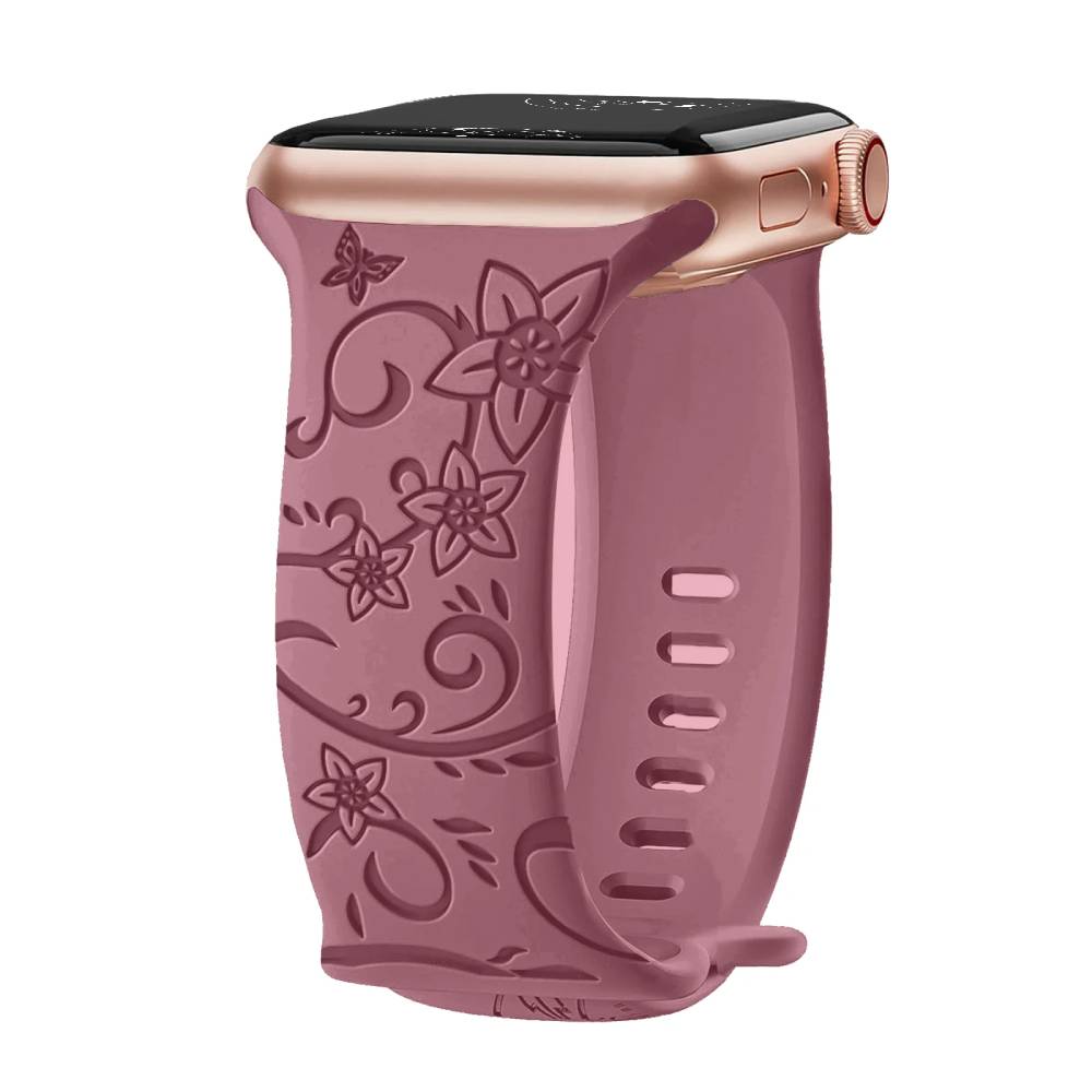 Levo Floral Engraved Silicone Band Personalized Strap Store