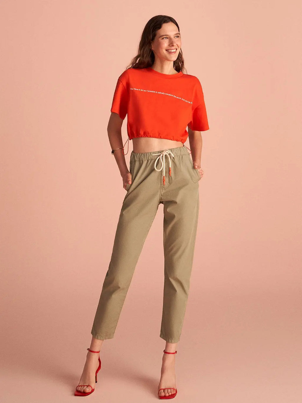 Lace-up Tapered Fit Jogging Pants Bronze Aphrodite