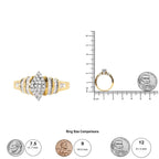 10K Yellow Gold 1/2 Cttw Diamond Pear Shaped Head and Multi Row Channel Set Shank Ring (H-I Color, SI2-I1 Clarity)