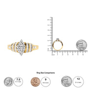 10K Yellow Gold 1/2 Cttw Diamond Pear Shaped Head and Multi Row Channel Set Shank Ring (H-I Color, SI2-I1 Clarity)