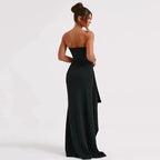 View details for Women's Line Up Collar With Sexy Backless High Slit Dress