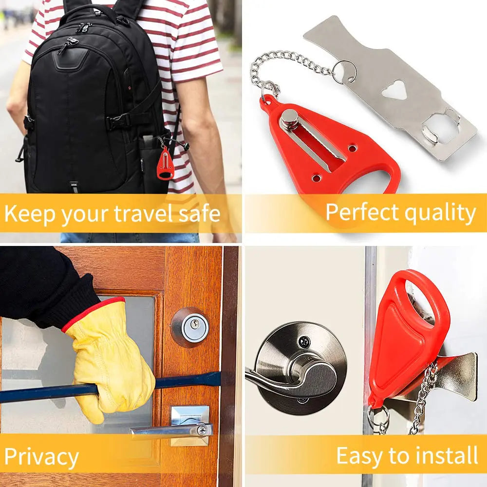 Portable Door Lock Safety Latch Metal Lock Home Room Hotel Anti Theft