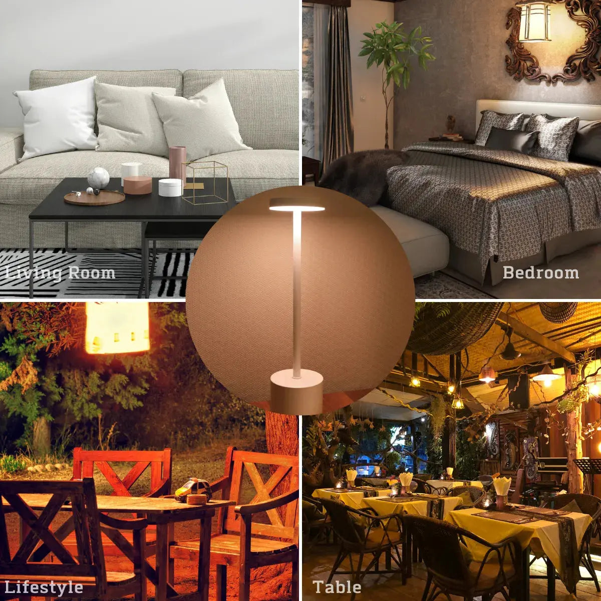 LED Rechargeable, Touch, Metal Table Lamp Bedroom, Living Room,  Creative Ambient Light. Indoor Decoration MERRYHOME Merryhome Official Store