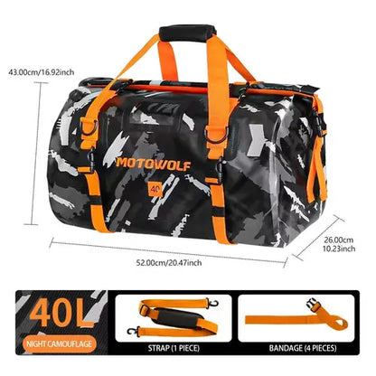 Motorcycle Dry Bag Waterproof Reflective Tail Duffle Bag Skiing Travel