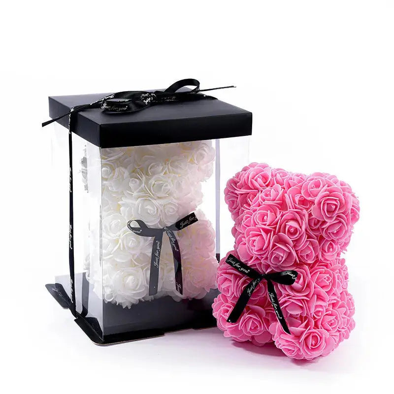1pc 20cm Rose Bear Artificial Foam Flowers Bear Romantic Creative