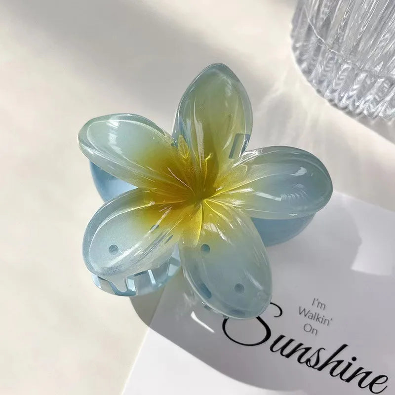 Six colors Gradient Flower Hair Accessories Set Beach Style Hairpins Flower Claw Clips Summer Flower Hairpins Hawaiian Style Sheeamy Store