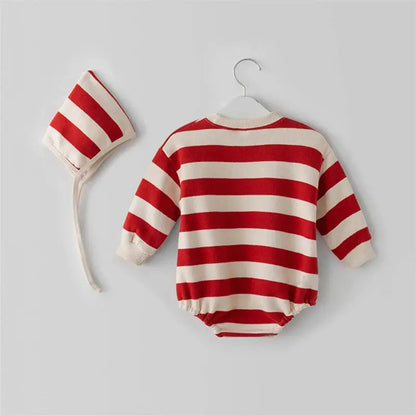 View details for Christmas Baby Sweater Santa Clause Long Sleeve Romper Hat Heart Red